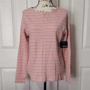 Women's Basic Editions Stripped Long Sleeve Knit Thermal Top *NWT*